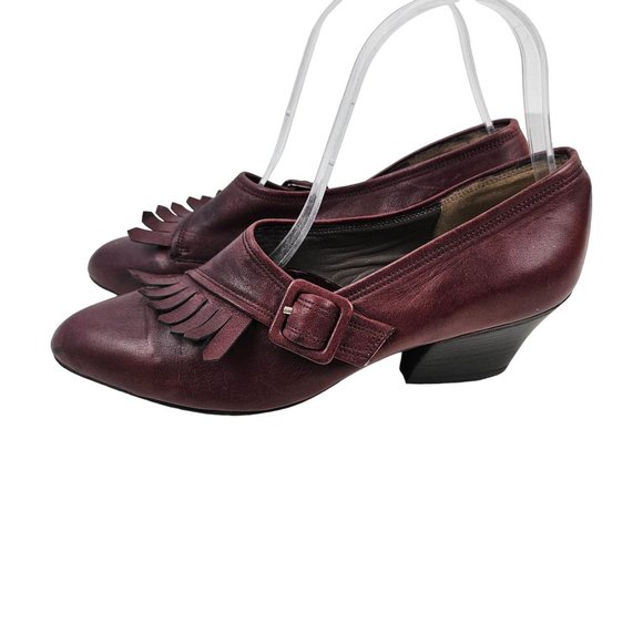 Bravo Creations Shoes Womens EU 37 Brown Leather Kilted Fringe Block Heel Loafer - Picture 4 of 10